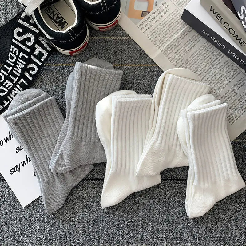 Men Black White Warm Socks