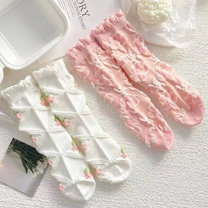 Japanese Woman Cute White Short Sock