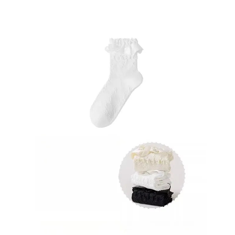 Woman Lolita Cute Black White Socks