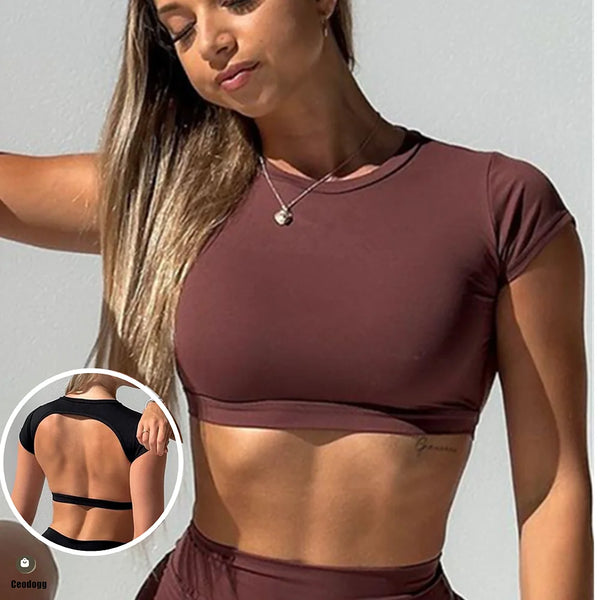 Nylon Sports Backless Workout Tops