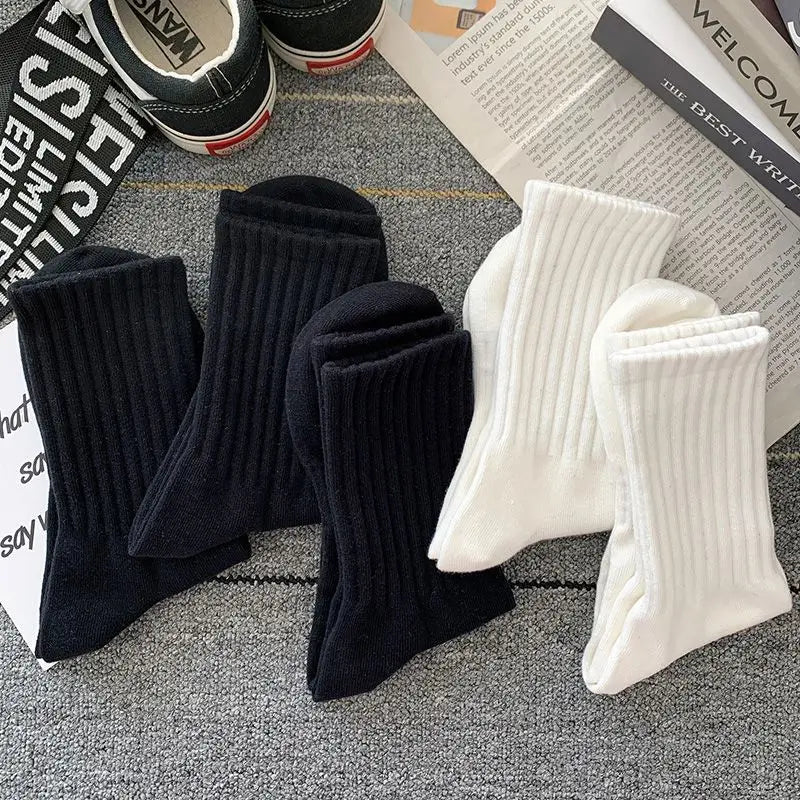 Men Black White Warm Socks