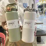 Stainless Steel Large Capacity Thermos Bottle with Straw
