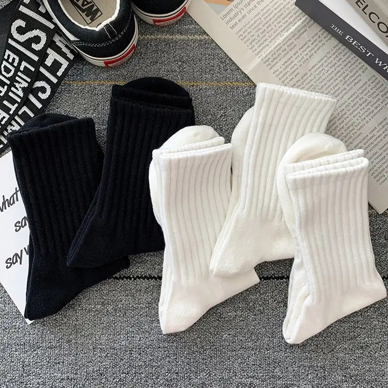 Men Black White Warm Socks
