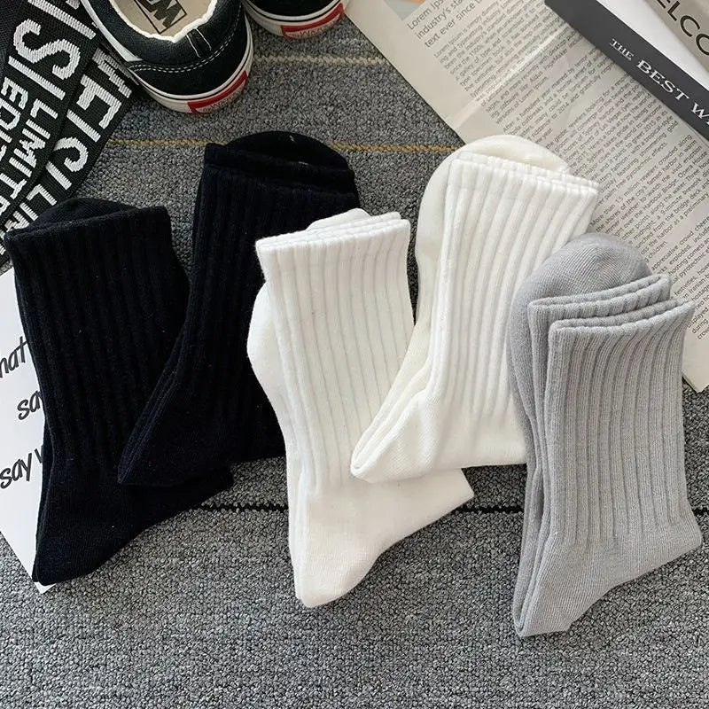 Men Black White Warm Socks