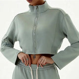 Women Stand Up Collar Long Sleeved Yoga Dress