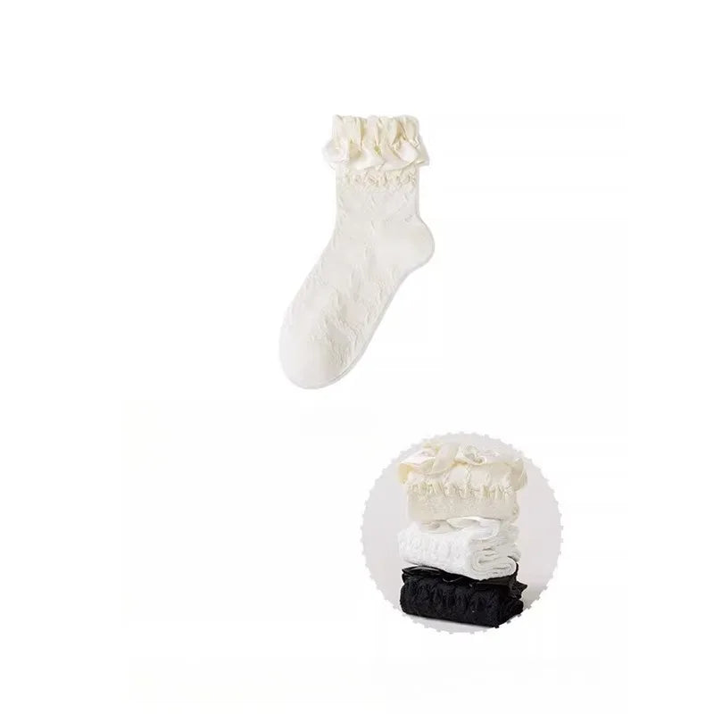 Woman Lolita Cute Black White Socks