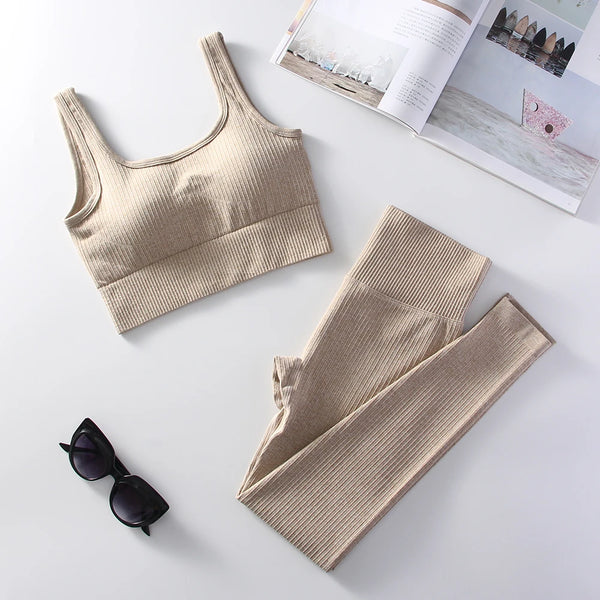 Women's Workout High Waist Yoga Leggings with Stretch Sports Bra