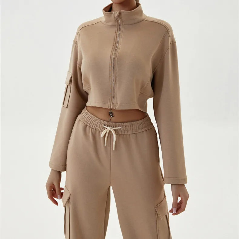 Women Stand Up Collar Long Sleeved Yoga Dress