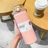 Stainless Steel Large Capacity Thermos Bottle with Straw