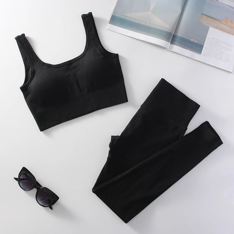 Women's Workout High Waist Yoga Leggings with Stretch Sports Bra