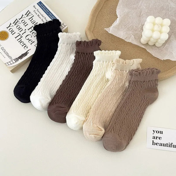 Solid Color Women's Lace Socks