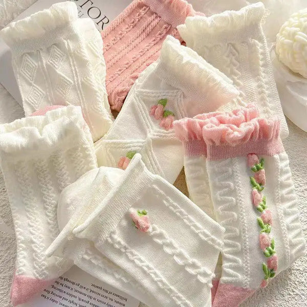Japanese Woman Cute White Short Sock