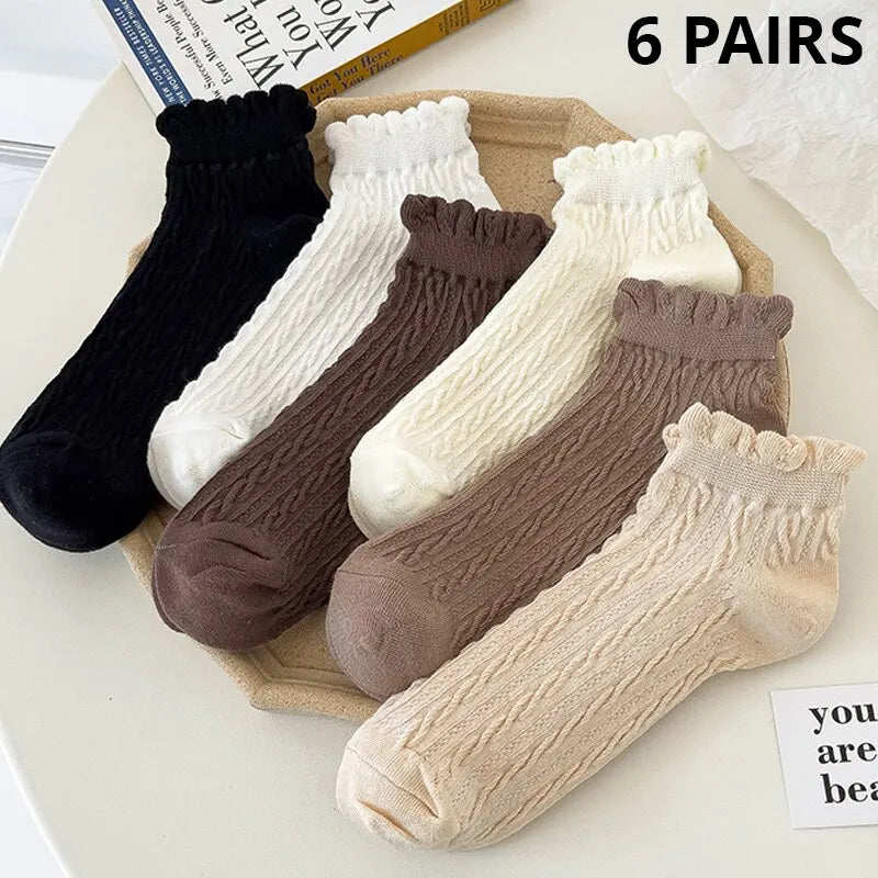 Solid Color Women's Lace Socks