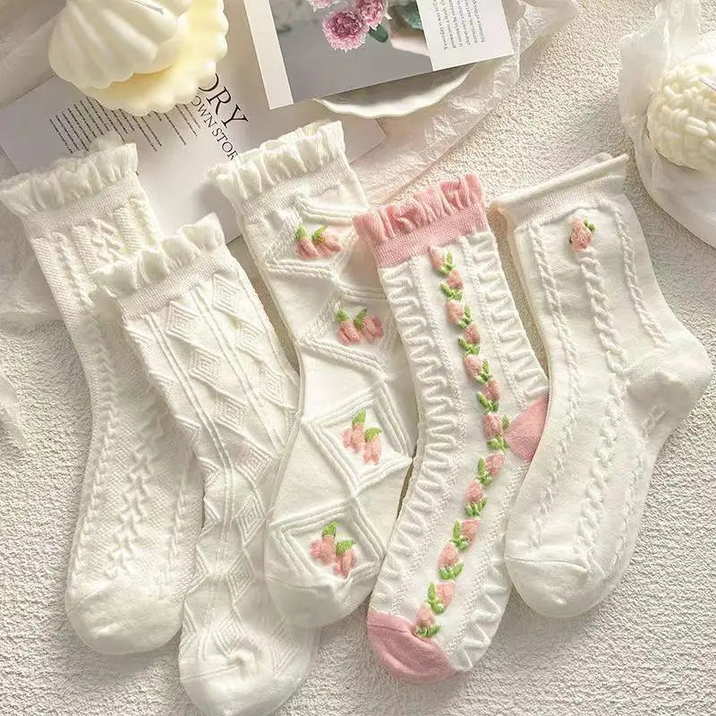Japanese Woman Cute White Short Sock