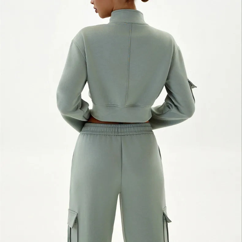 Women Stand Up Collar Long Sleeved Yoga Dress