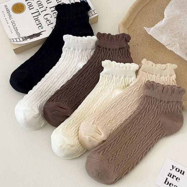 Solid Color Women's Lace Socks