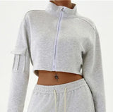 Women Stand Up Collar Long Sleeved Yoga Dress