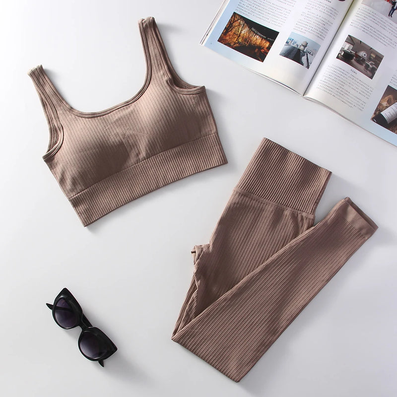 Women's Workout High Waist Yoga Leggings with Stretch Sports Bra