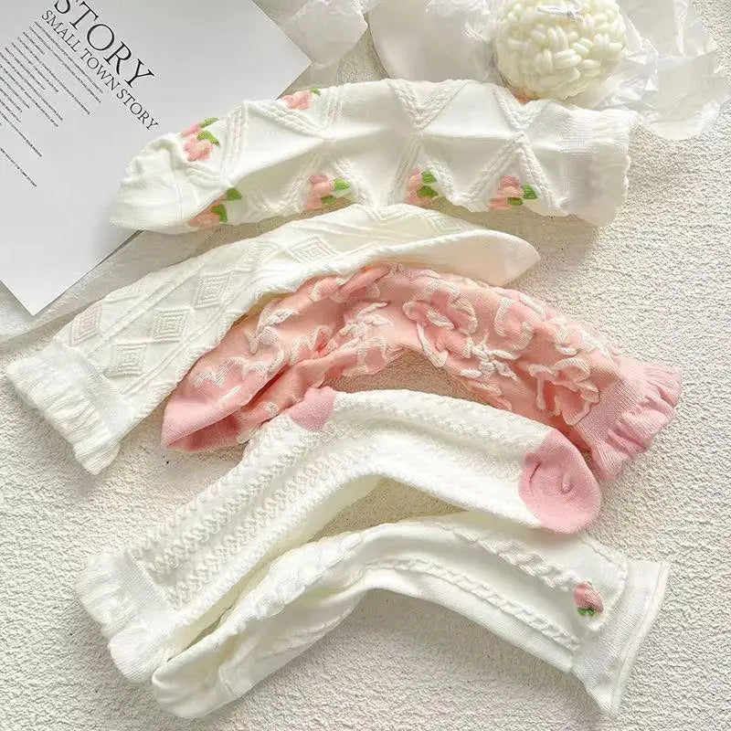 Japanese Woman Cute White Short Sock