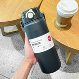 Stainless Steel Large Capacity Thermos Bottle with Straw