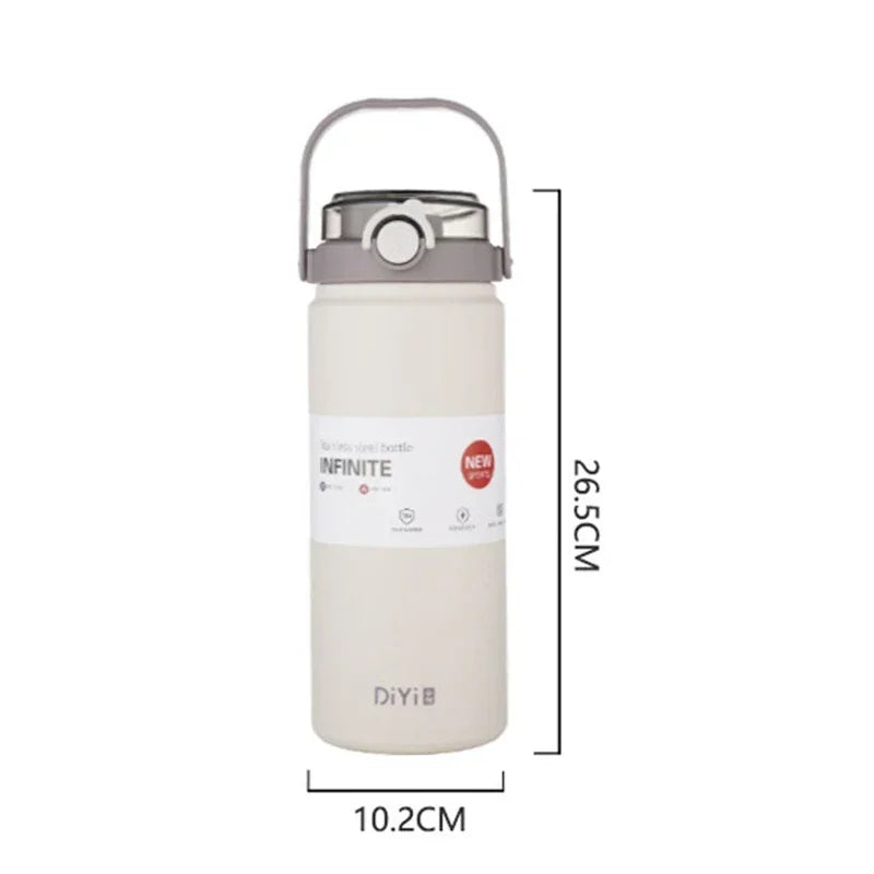 Stainless Steel Large Capacity Thermos Bottle with Straw