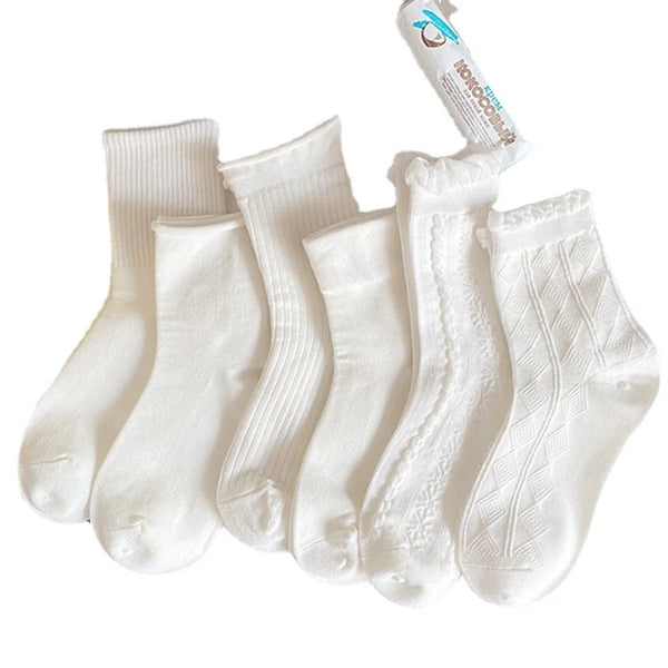 Lolita Style Japanese Woman Cute White Short Socks
