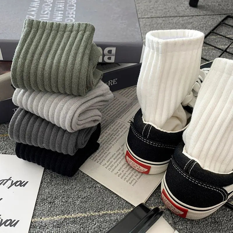 Men Black White Warm Socks
