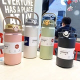 Stainless Steel Large Capacity Thermos Bottle with Straw