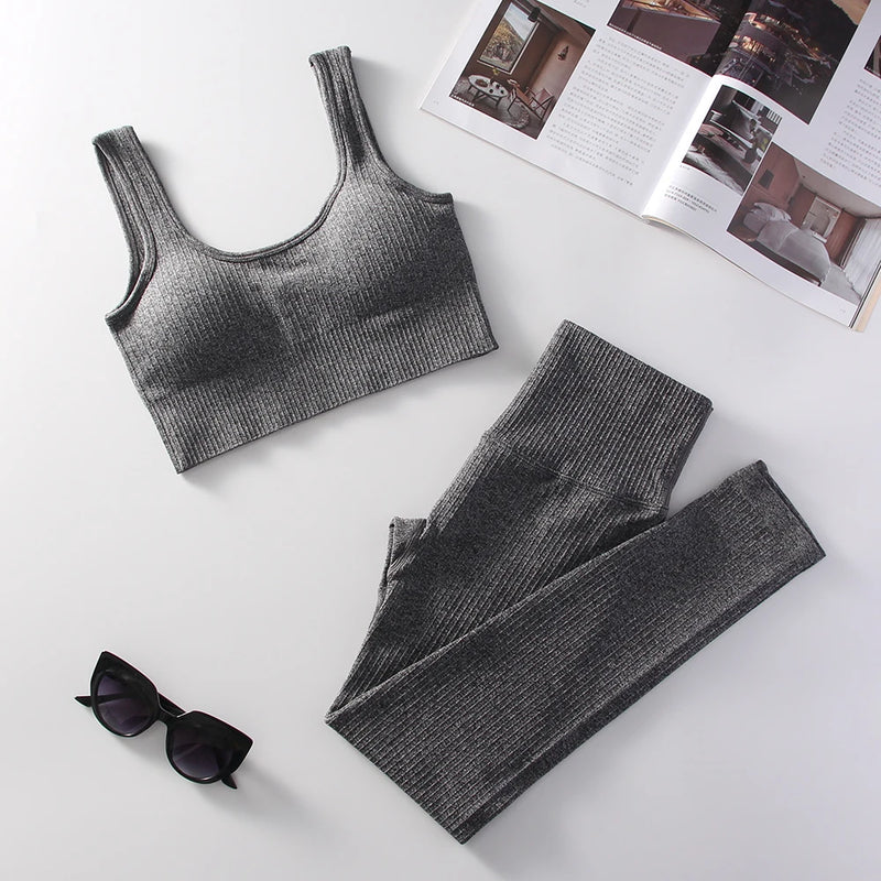 Women's Workout High Waist Yoga Leggings with Stretch Sports Bra