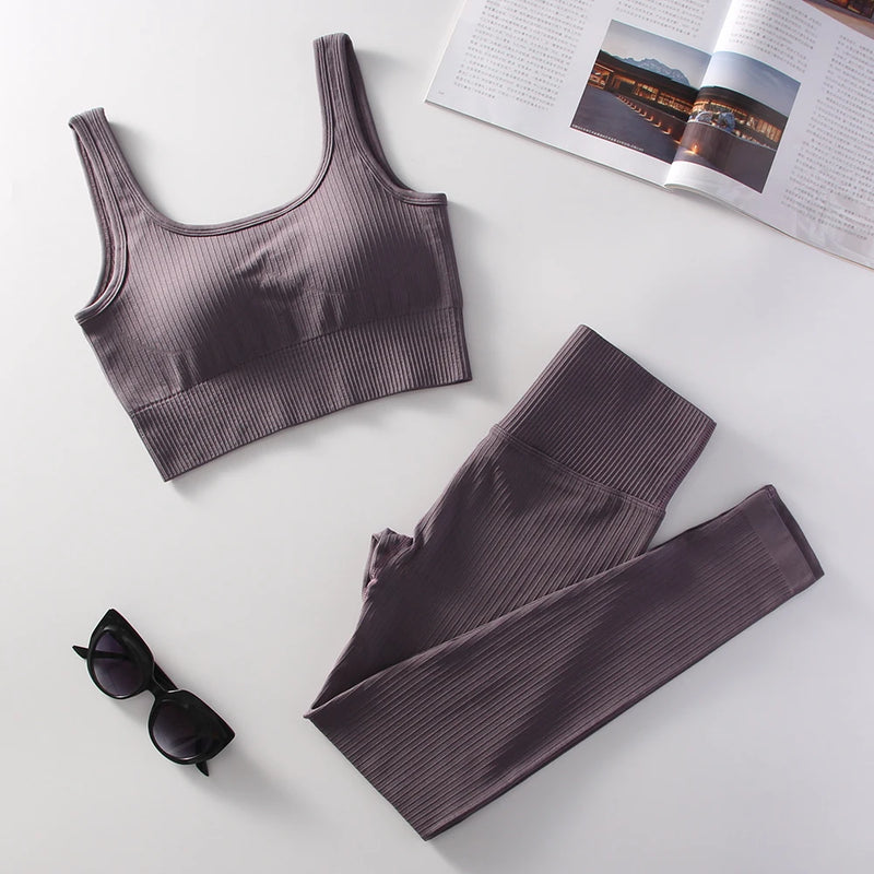 Women's Workout High Waist Yoga Leggings with Stretch Sports Bra