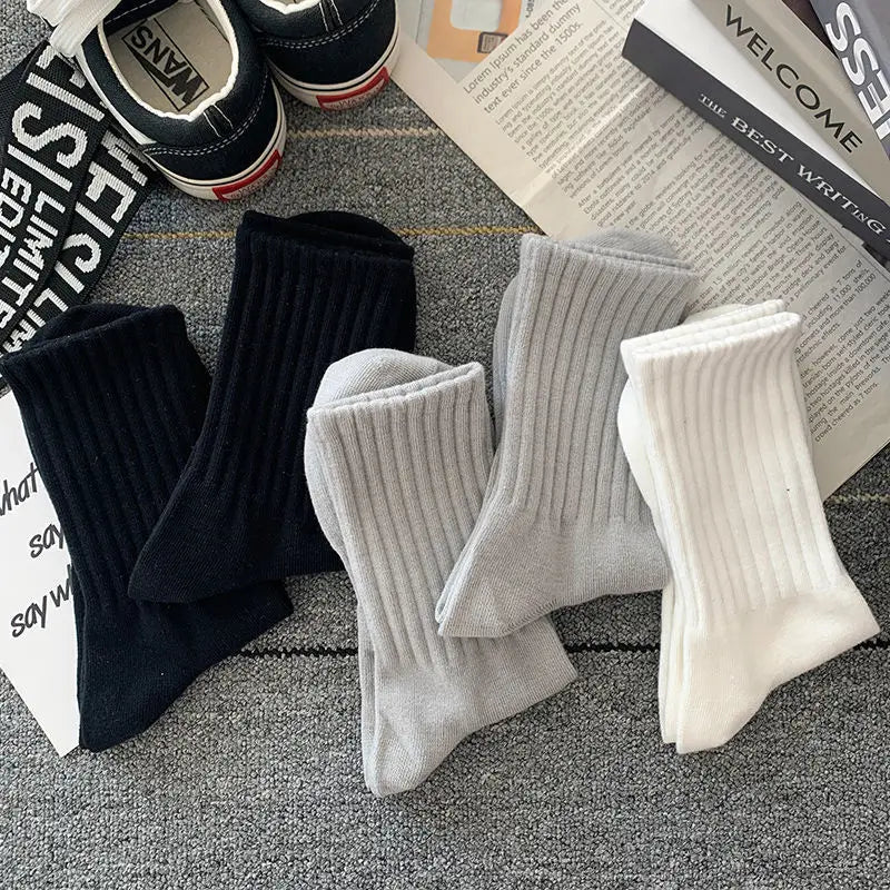 Men Black White Warm Socks