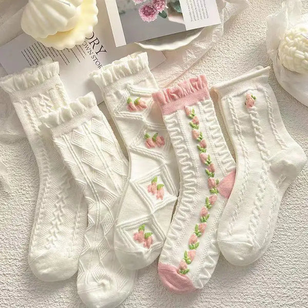 Japanese Woman Cute White Short Sock