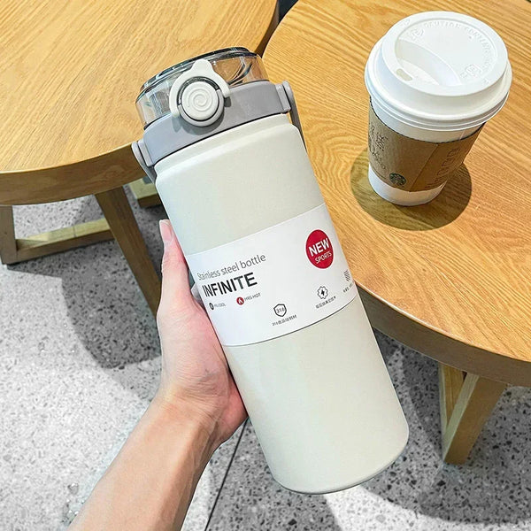 Stainless Steel Large Capacity Thermos Bottle with Straw